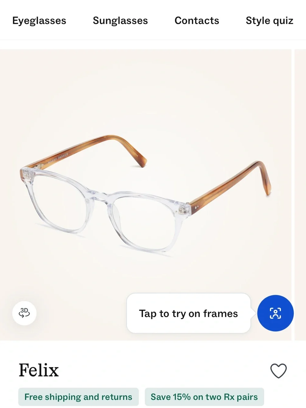 Warby Parker Blue Light Filtering Lenses for the Computer  - No prescription
